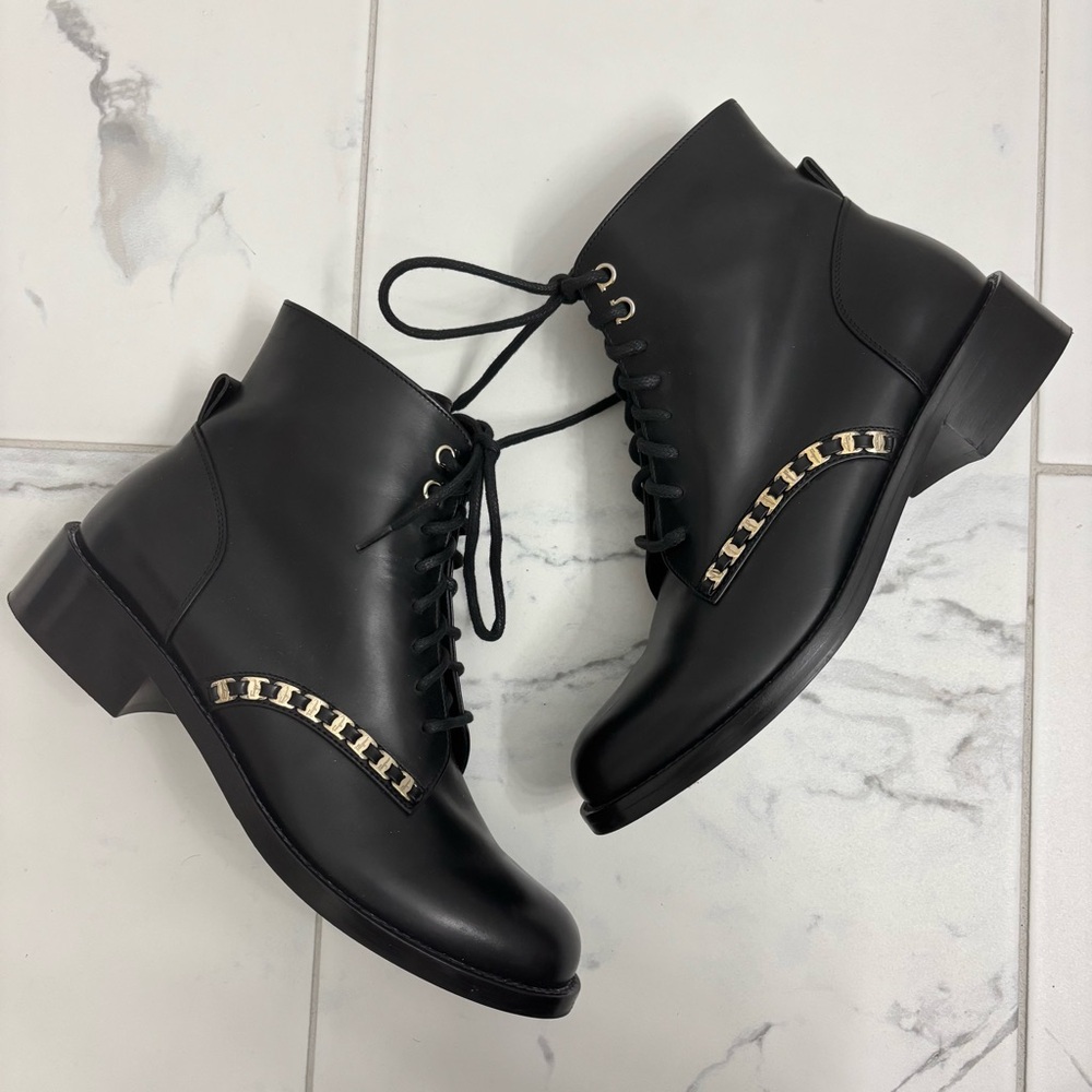 Salvatore Ferragamo Leather Combat Boots Theodore Lace Up Size 9 C Ankle Bootie